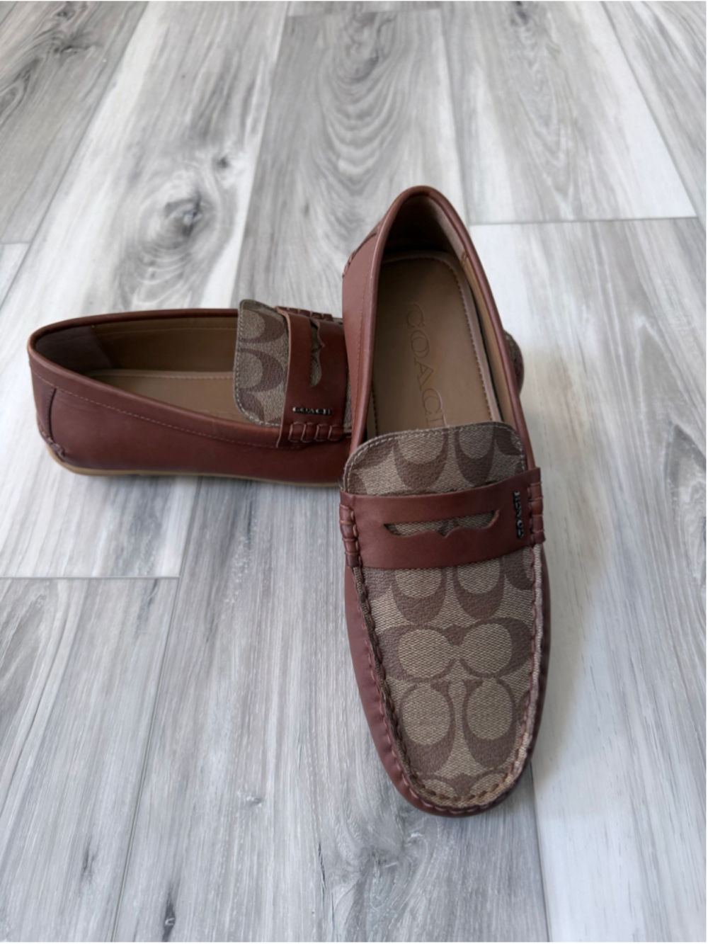 COACH Mott Driver FG2983 Signature Canvas Mahogany Brown Loafers Men’s 8.5D